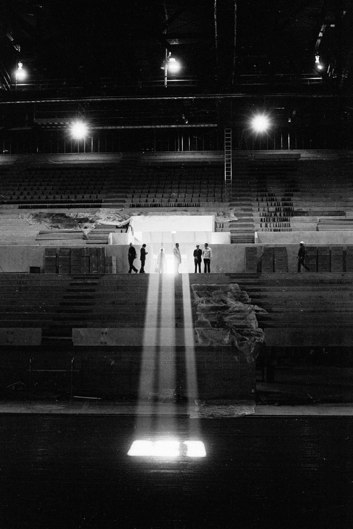 Floor being installed at Metra, October 1975